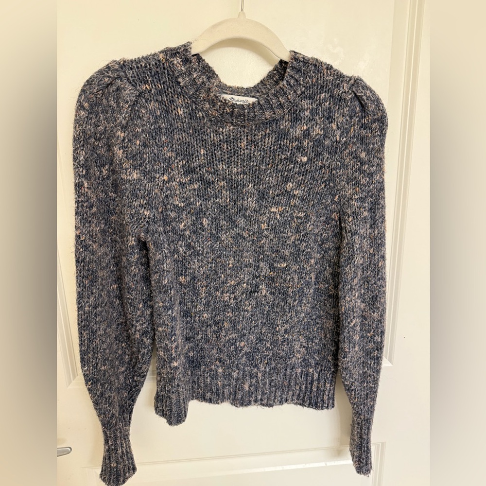 Madewell Speckled Blue and Cream Sweater